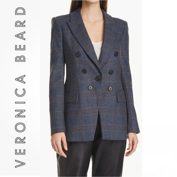 Veronica Beard Yareli Dickey Jacket in Navy Multi Size 4 Plaid Jacket Academia - Picture 2 of 16